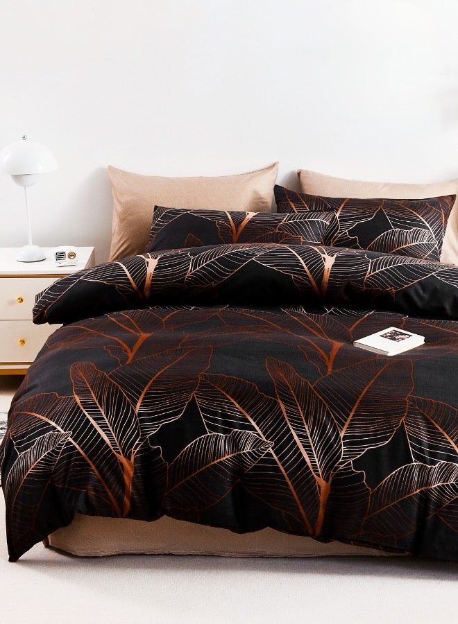 6-piece king size bed set without filling, ombre brown.