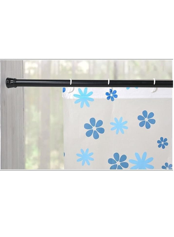 Shower Curtain Rod Adjustable 110-200cm, Black Thick & Extendable Telescopic Length Tension Bar Painted Surface No Drill Type for Bathroom Shower Bathtub Cabinet (110 x 200 cm, Black)
