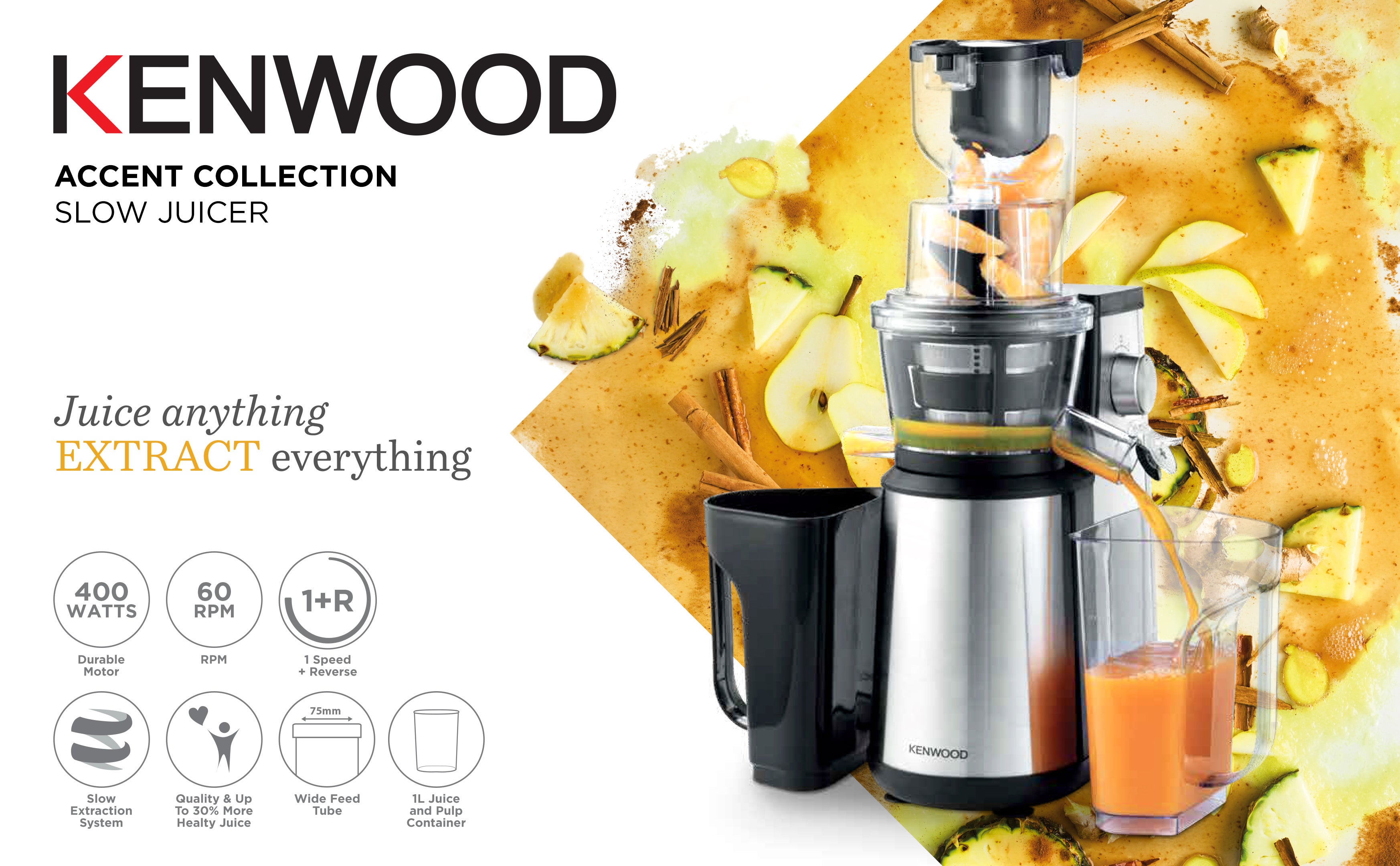 Slow Juicer 400.0 W JMM70.000BK Silver/Black