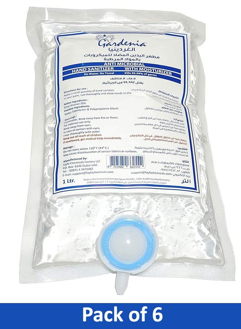 Hand Sanitizer 1L Refill Pouch Pack of 6