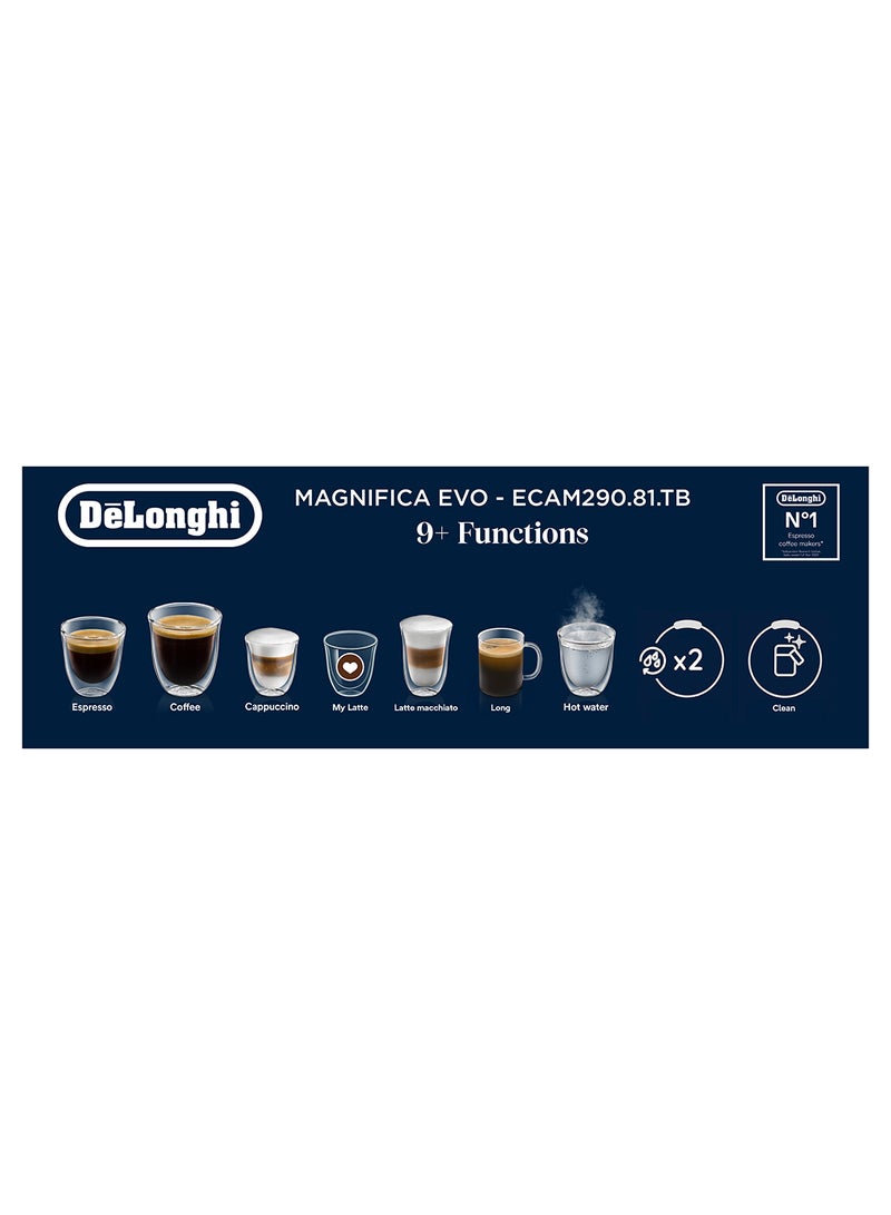 Magnifica EVO Beans to Cup Coffee Machine, 15 Bar 1450 W ECAM290.81.TB Black