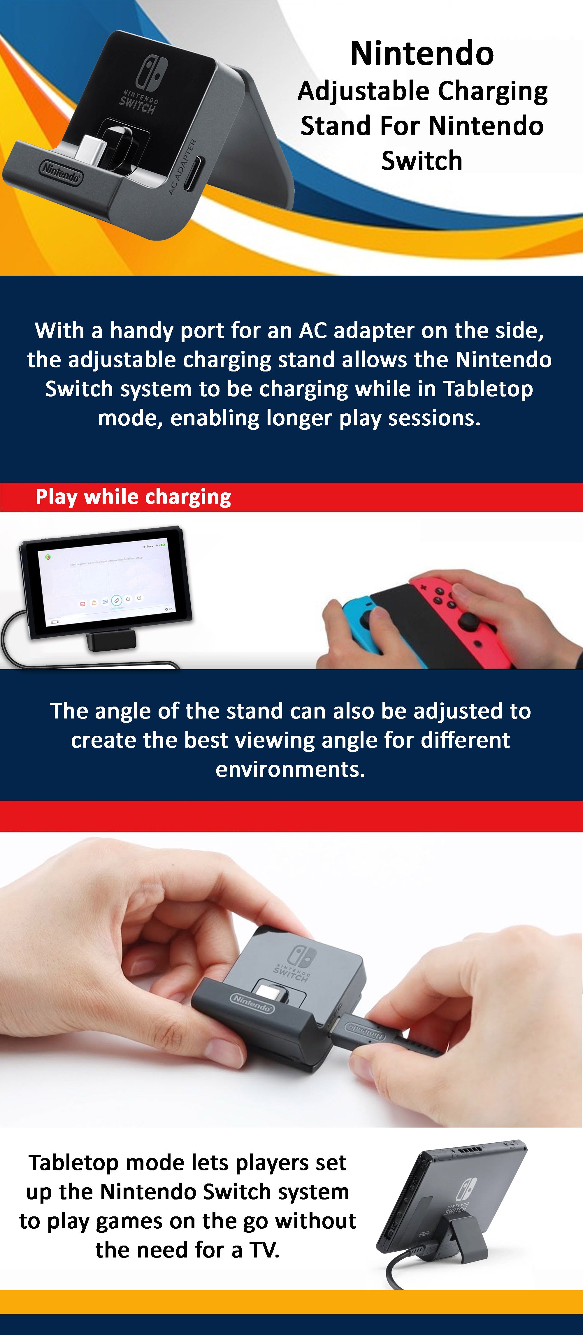 Adjustable Charging Stand For Nintendo Switch