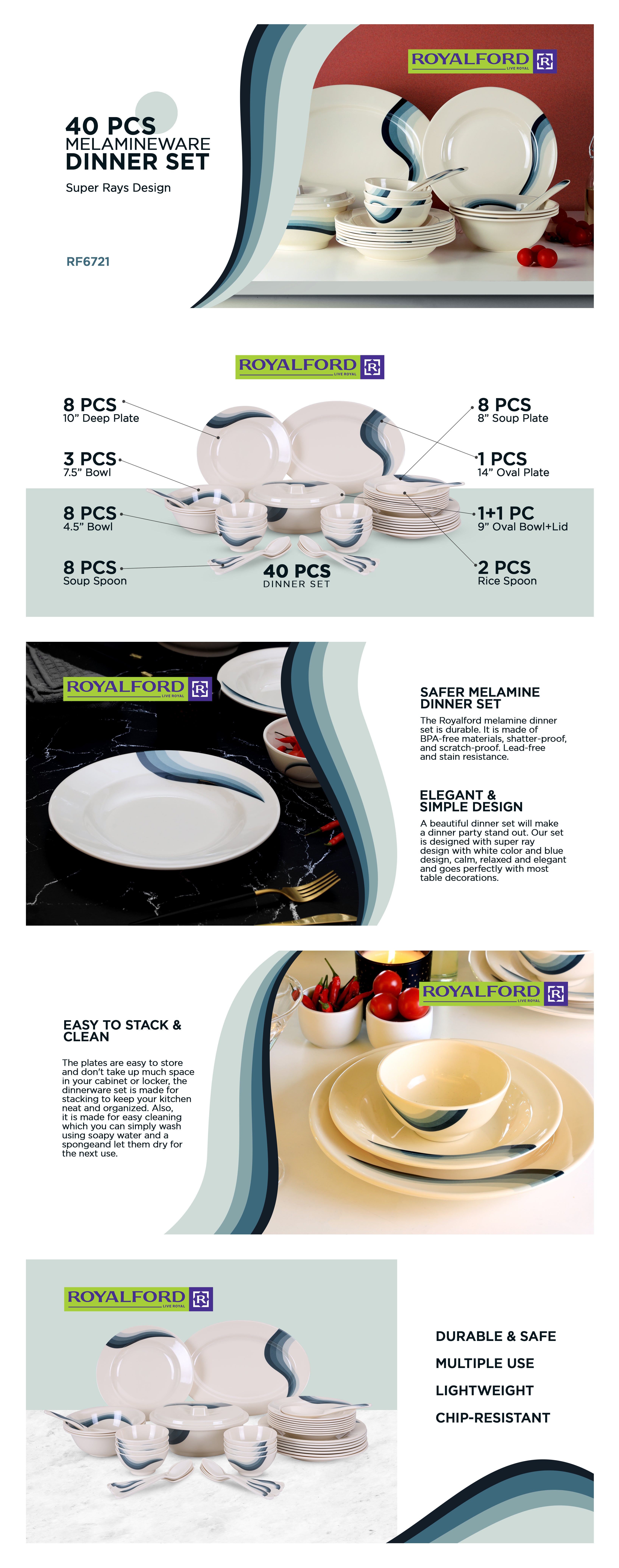 40-Piece Melamlne Floral Dinner Set With 8X25Cm Deep Plates, 8X20Cm Soup Plates, 1X36Cm Oval Plate, 1X23Cm Oval Bowl With Lid, 8Xsoup Spoons, 2Xrice Spoons, Serves 8 For Famlly Gatherings, Beige Beige/Green 49x27x20cm