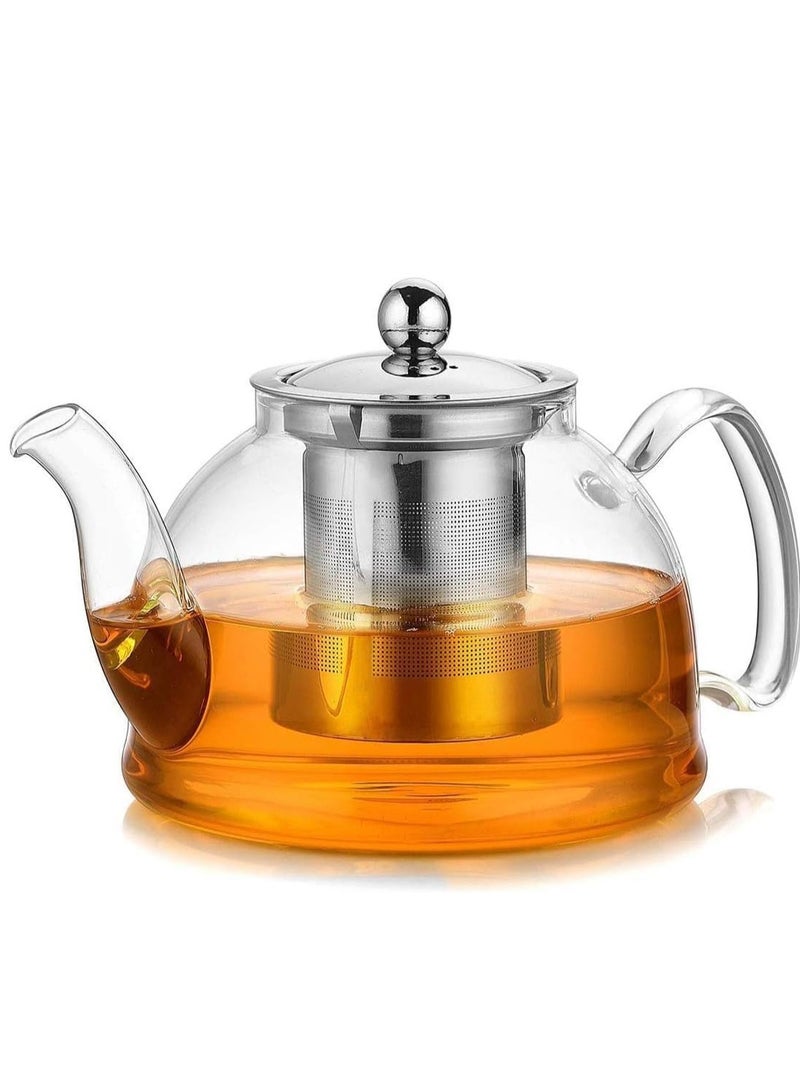 Borosilicate Glass Teapot 1200 ML with Stainless Steel Infuser with Lid