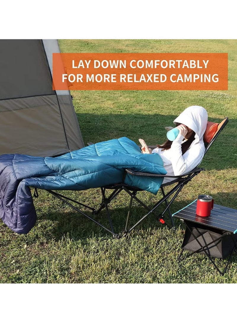 Camping Chairs Portable Folding Chair, Fully Padded Beach Lounge Chair, Adjustable Back Slope Outdoor Chair with Head Pillow,Lawn Chair for Camping Fishing Backyard Travel