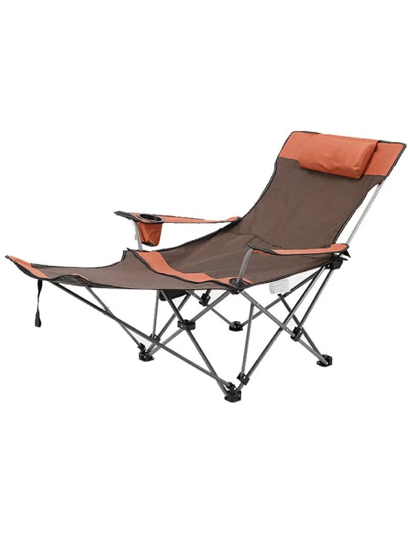 Camping Chairs Portable Folding Chair, Fully Padded Beach Lounge Chair, Adjustable Back Slope Outdoor Chair with Head Pillow,Lawn Chair for Camping Fishing Backyard Travel