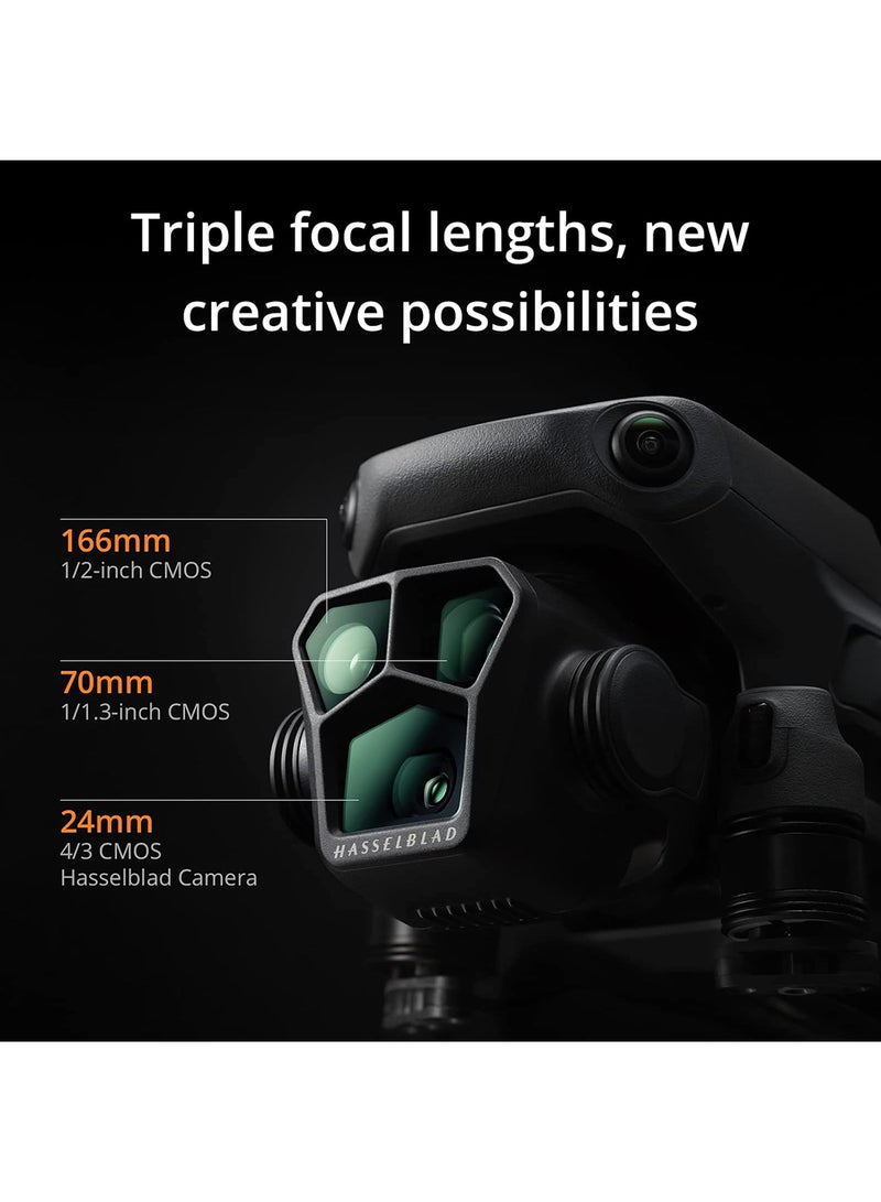 Mavic 3 Pro Fly More Combo With RC, Flagship Triple-Camera Drone With CMOS Hasselblad Camera, 15k video transmission, 3 Batteries, MOIAT Certified - UAE Version With Official Warranty Support