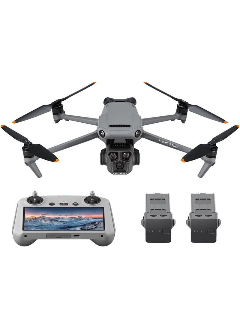 Mavic 3 Pro Fly More Combo With RC, Flagship Triple-Camera Drone With CMOS Hasselblad Camera, 15k video transmission, 3 Batteries, MOIAT Certified - UAE Version With Official Warranty Support