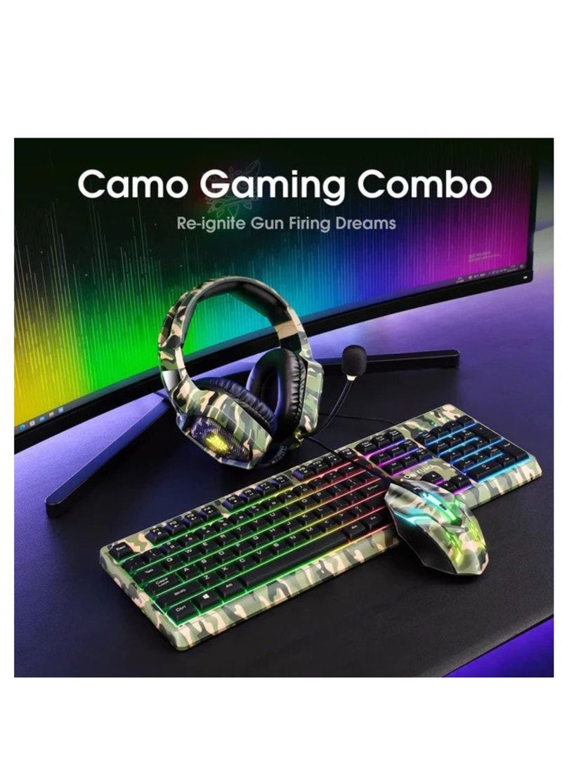 ONIKUMA TZ3003 3-IN-1 RGB WIRED KEYBOARD MOUSE HEADSET GAMING COMBO (CAMO GREEN)