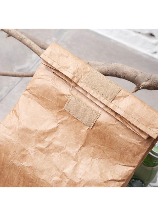 Waterproof Insulated Picnic Lunch Bag Beige 20x25x11centimeter