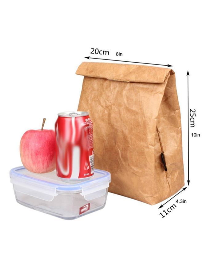 Waterproof Insulated Picnic Lunch Bag Beige 20x25x11centimeter