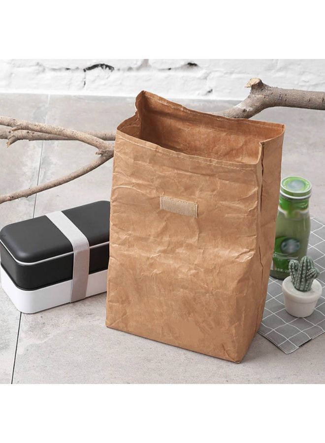 Waterproof Insulated Picnic Lunch Bag Beige 20x25x11centimeter