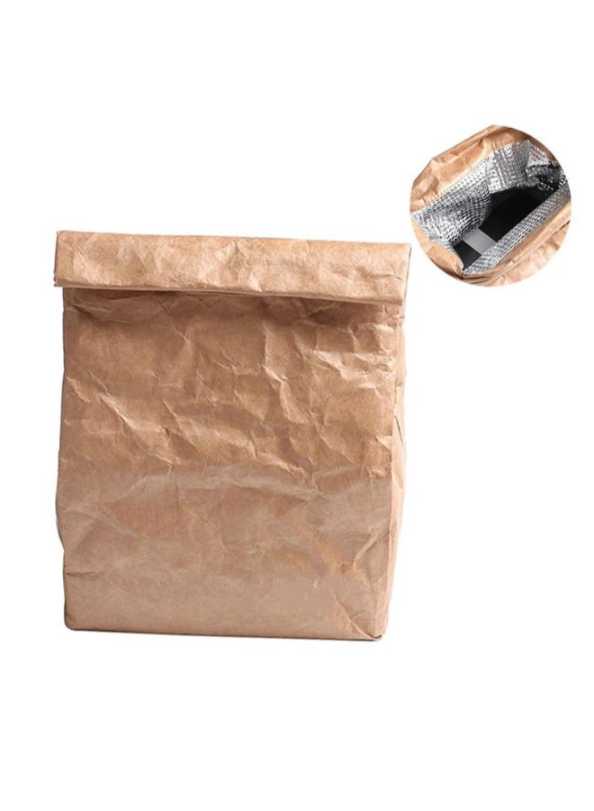 Waterproof Insulated Picnic Lunch Bag Beige 20x25x11centimeter