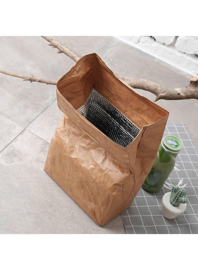Waterproof Insulated Picnic Lunch Bag Beige 20x25x11centimeter