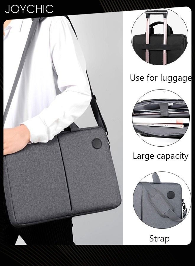 360° Protective Laptop Netbook Messenger Shoulder Bag with Adjustable Shoulder Straps Durable Wear-resistant Briefcase for Men Women School Work Travel Grey