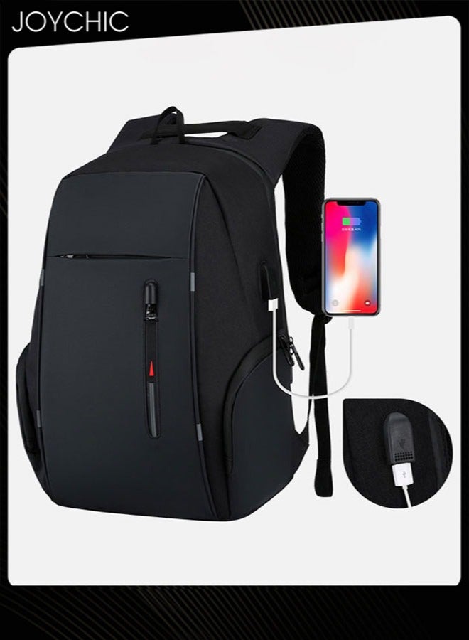Travel Laptop Backpack Multifunction Business Anti-theft Zipper Daypack Large Capacity College School Computer Bag with USB Charging Port Fit 15.6 Inch for Men Office Work Outdoor Black