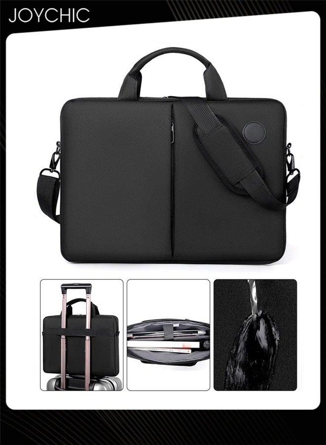 360° Protective Laptop Netbook Messenger Shoulder Bag with Adjustable Shoulder Straps Durable Wear-resistant Briefcase for Men Women School Work Office Travel Black