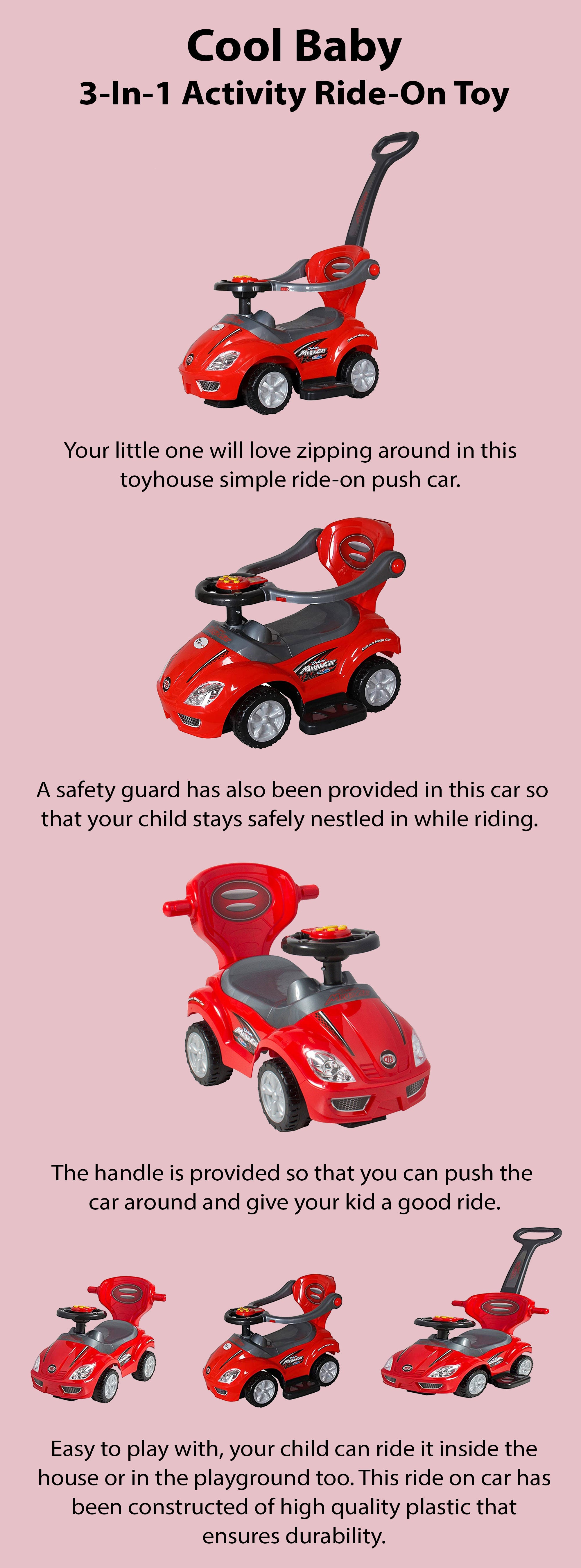 3-In-1 Push And Pedal Ride On Toy 84.4x84.7x43.5cm