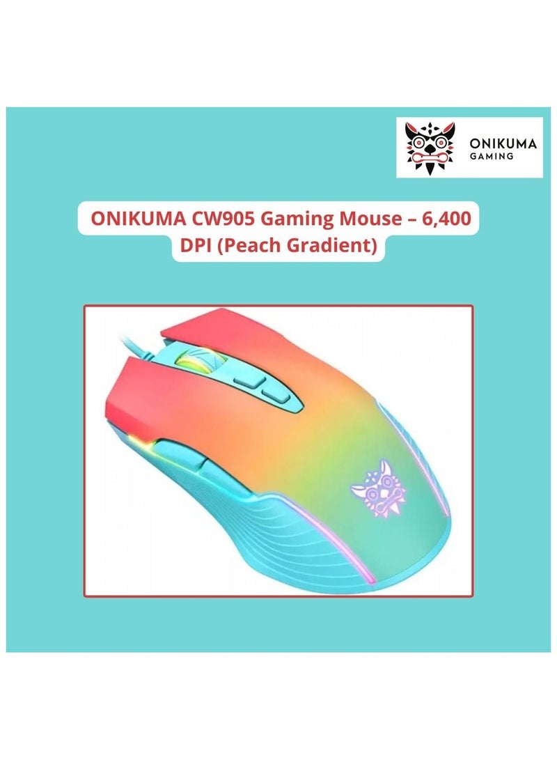 ONIKUMA CW905 Gaming Mouse – 6,400 DPI (Peach Gradient)
