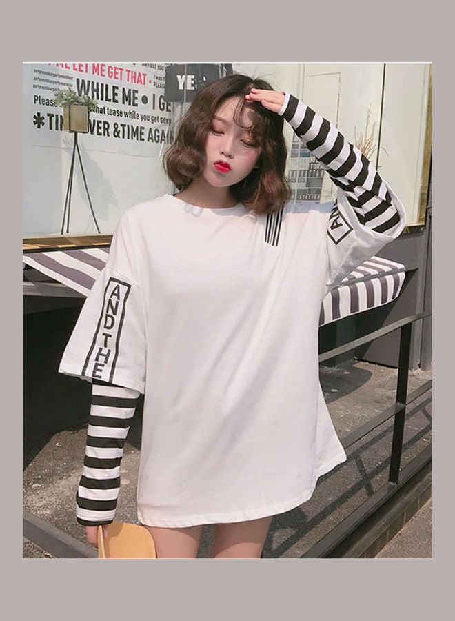 2-Piece Solid And Striped T-Shirt White/Black