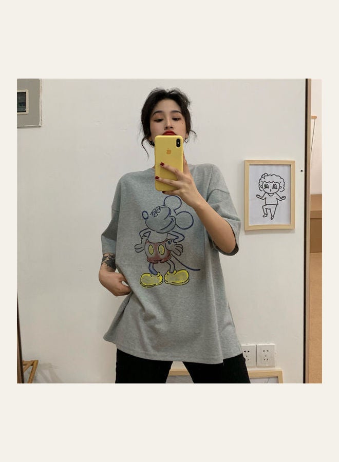 Mickey Mouse Printed T-Shirt Grey