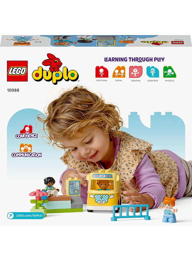 LEGO DUPLO Town 10988 Educational Bus Tour Building Toy Set; Kindergartners ages 2 and older learn about traffic and play when they ride the bus to day care; Gifts for children (16 pieces)