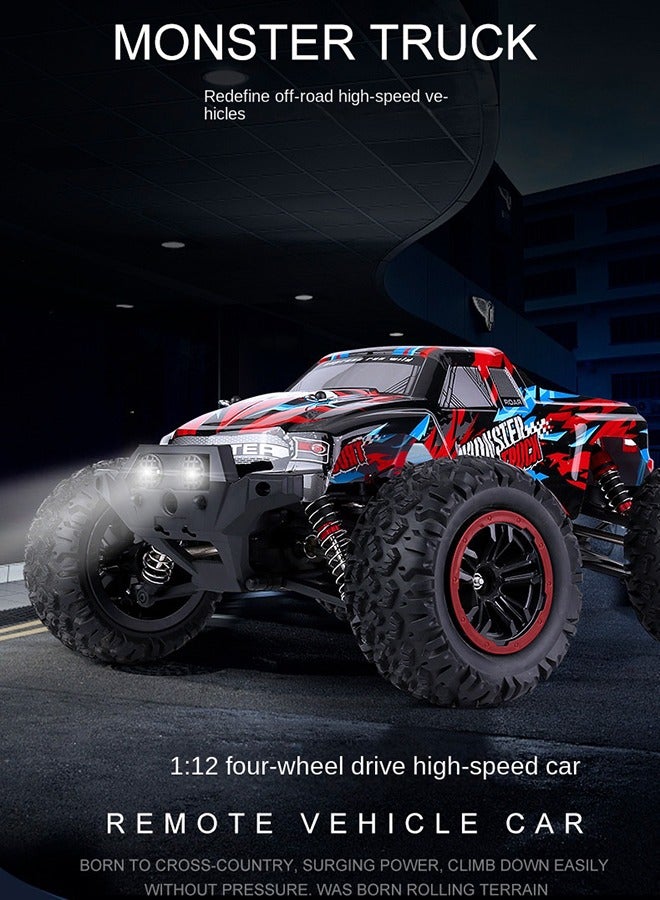 1:12 Scale All Terrain RC Car ,70 KPH High Speed 4WD Electric Vehicle With 2.4 GHz Remote Control, 4x4 Waterproof Off-road Truck With One Rechargeable Batteries