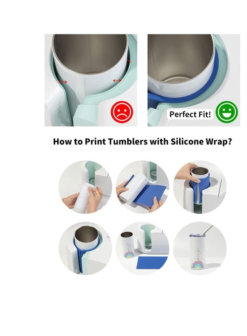 3 Pcs Silicone Mug wrap Wrap Sleeve, Sublimation Tumblers Wrap for Cricut Mug Press, Suitable for Mug Cup Press Machine Tumbler Heat Press Attachment (Blue, 9.8x4.8
