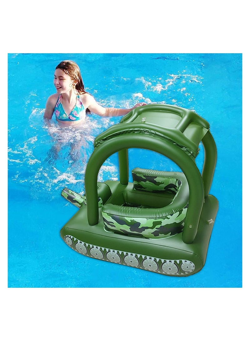 COOLBABY Kids Swimming Float Inflatable Baby Pool Float with Sun Canopy and Safety Seat Tank Baby Swimming Ring for Beach Party Pool Toys