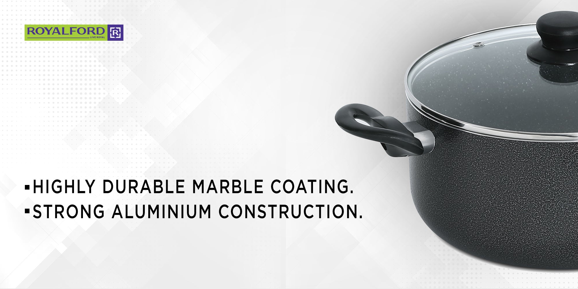 7-Piece Aluminium Marble Coated Cookware Set Black 24x11cm