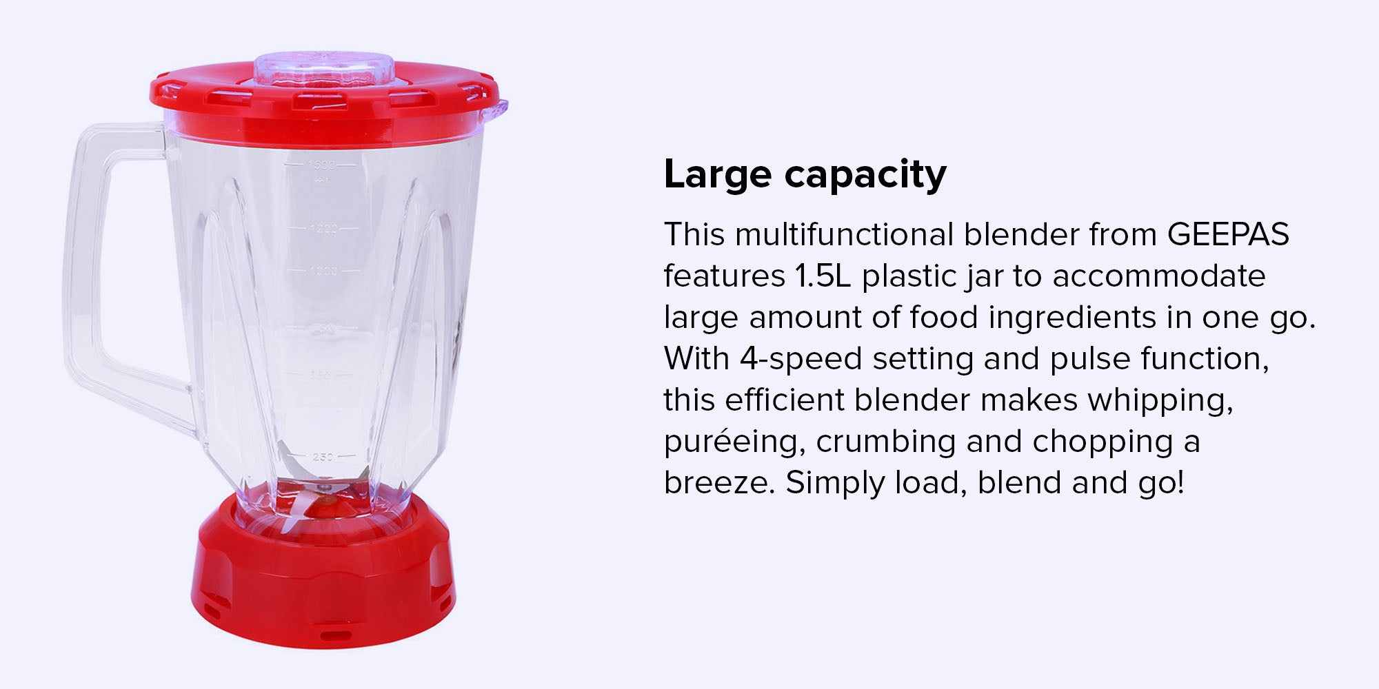 2 In 1 Multifunctional Blender 1.5 L 400.0 W GSB44064 Red