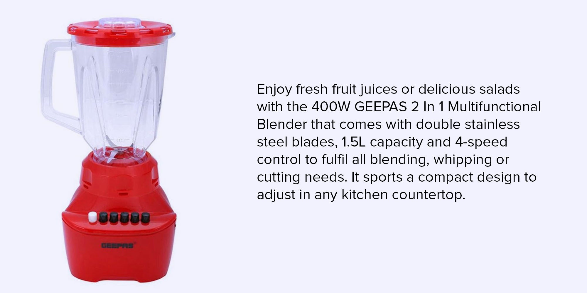 2 In 1 Multifunctional Blender 1.5 L 400.0 W GSB44064 Red