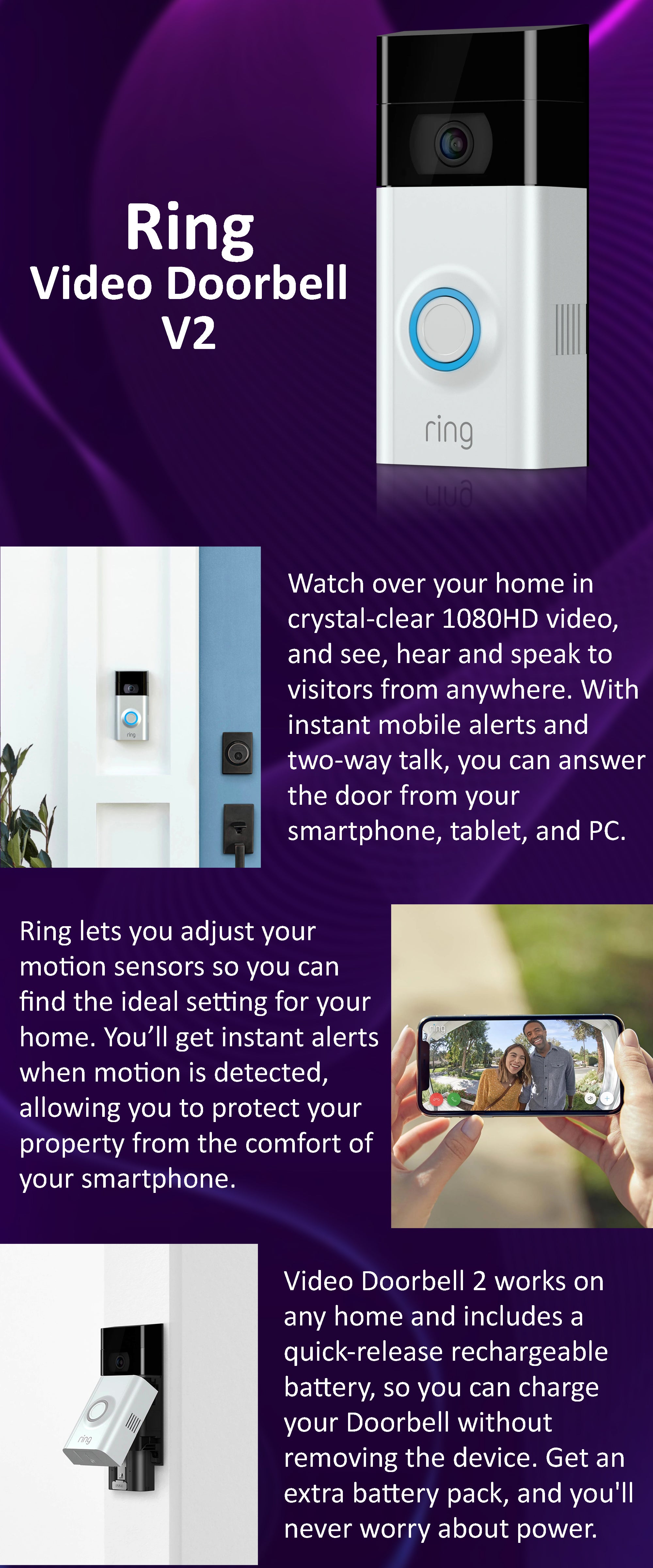 Video Doorbell Intercome 1080P Surveillance Camera