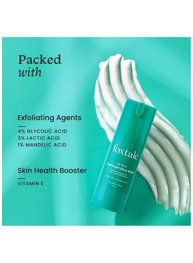 2 % overnight the glow mask with AHA, PHA and Provitamin B5 | 30 seconds the face for a salon like brightness For soft soft skin, soft Men and women 30 ml