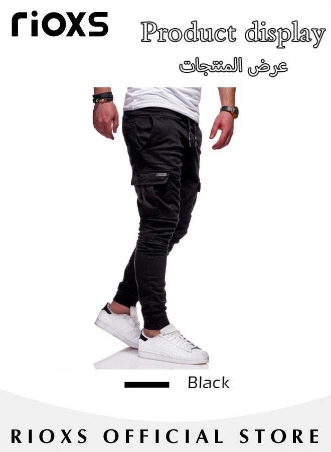 Men's Cargo Pants, Baggy Fit Tapered Cargo Pants For Men, Casual Sports Trousers, Drawstring Athletic Pants For Running Jogging Workout, Tactical Pantalones Cargo, Mens Cargo Pants, Multi Pocket Stretch Sweatpants