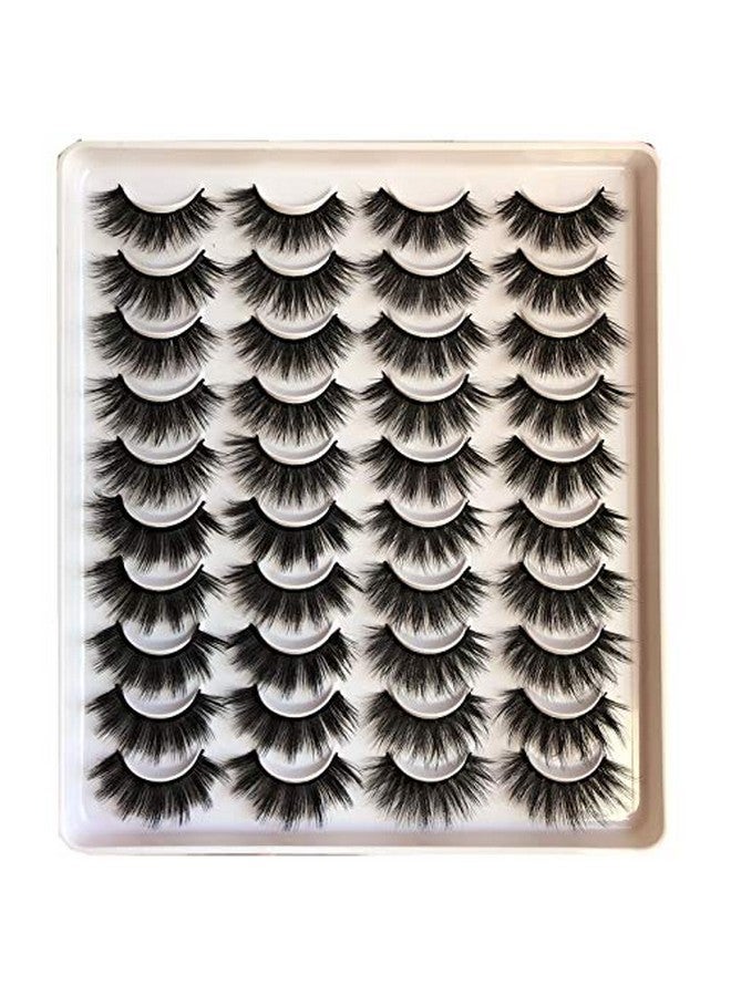 Mink Lashes Pack 20Mm Thick Fluffy Faux Mink Lashes Pack 20 Pairs 4 Styles 3D False Eyelashes Dramatic Long Handmade Strip Face Eyelashes Multipack