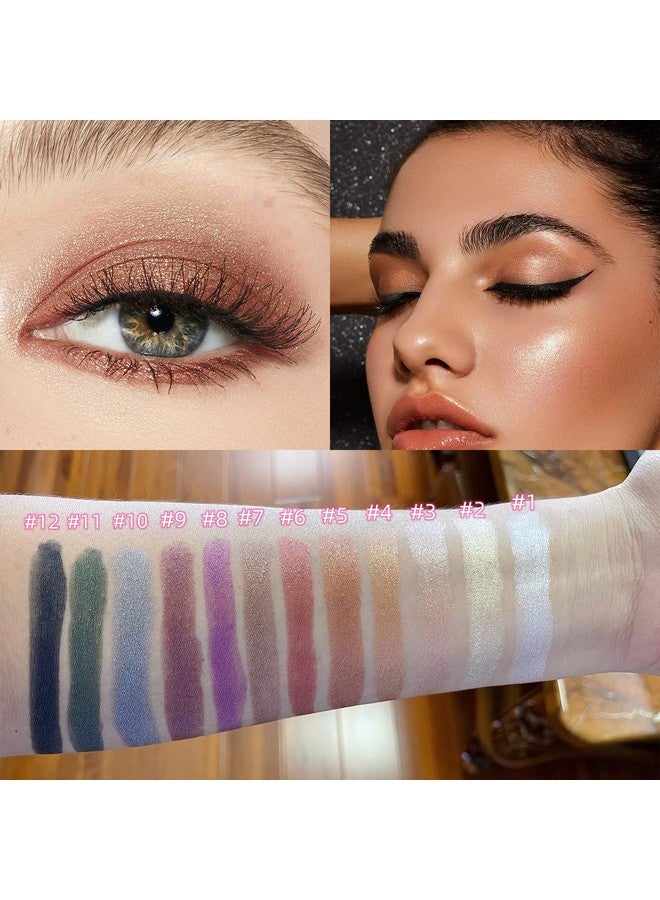 3 Pcs Eyeshadow Stick Makeup Cosmetics Eye Brightener Stick Waterproof Eyeshadow Crayon Pencil With Soft Smudger, Glitter Shimmer Eye Shadow Pen Sets For Eye Makeup (123)
