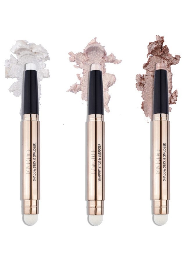 3 Pcs Eyeshadow Stick Makeup Cosmetics Eye Brightener Stick Waterproof Eyeshadow Crayon Pencil With Soft Smudger, Glitter Shimmer Eye Shadow Pen Sets For Eye Makeup (123)