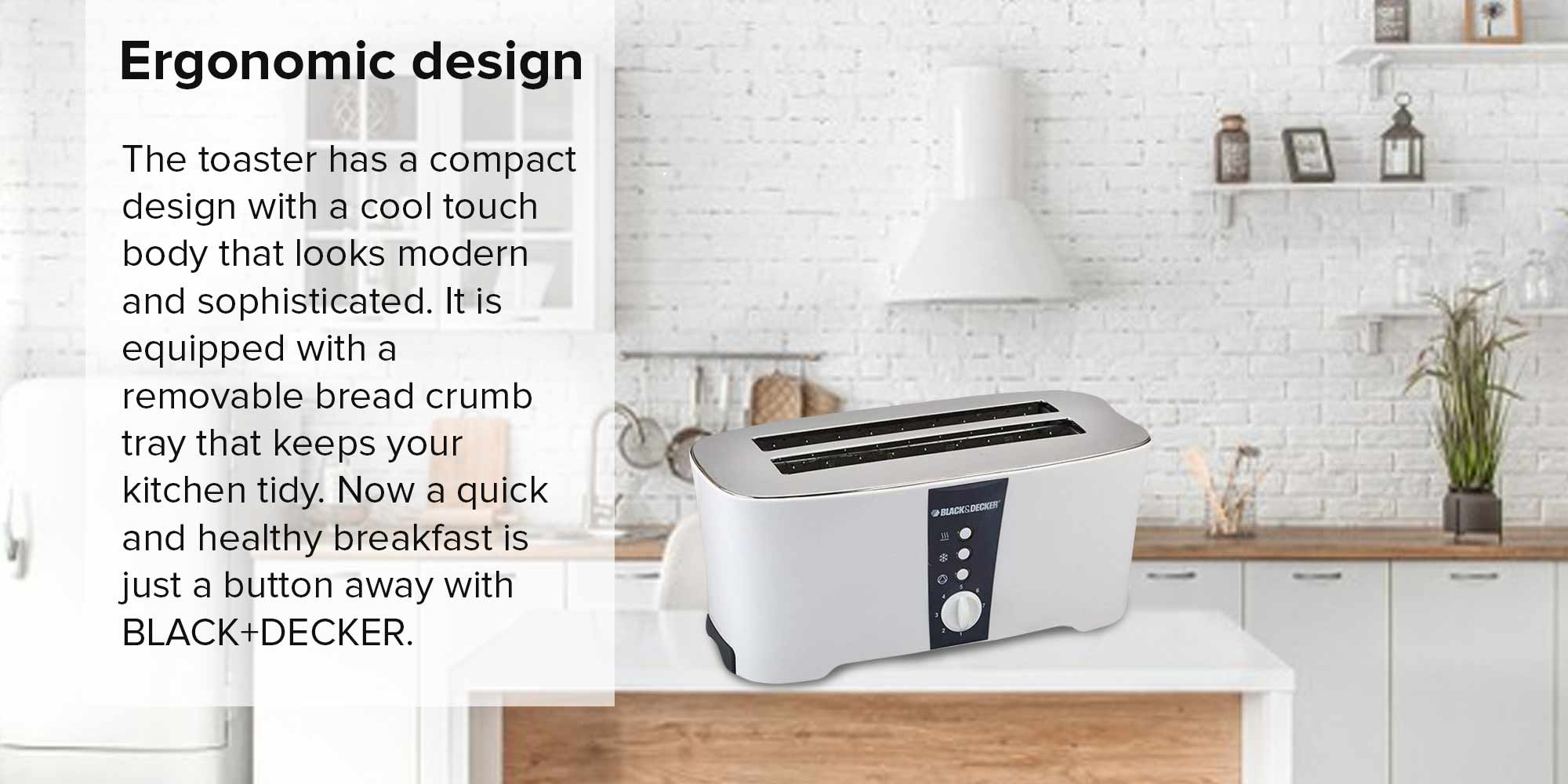 4-Slice Electric Toaster 1350 W ET124 White/Black/Silver