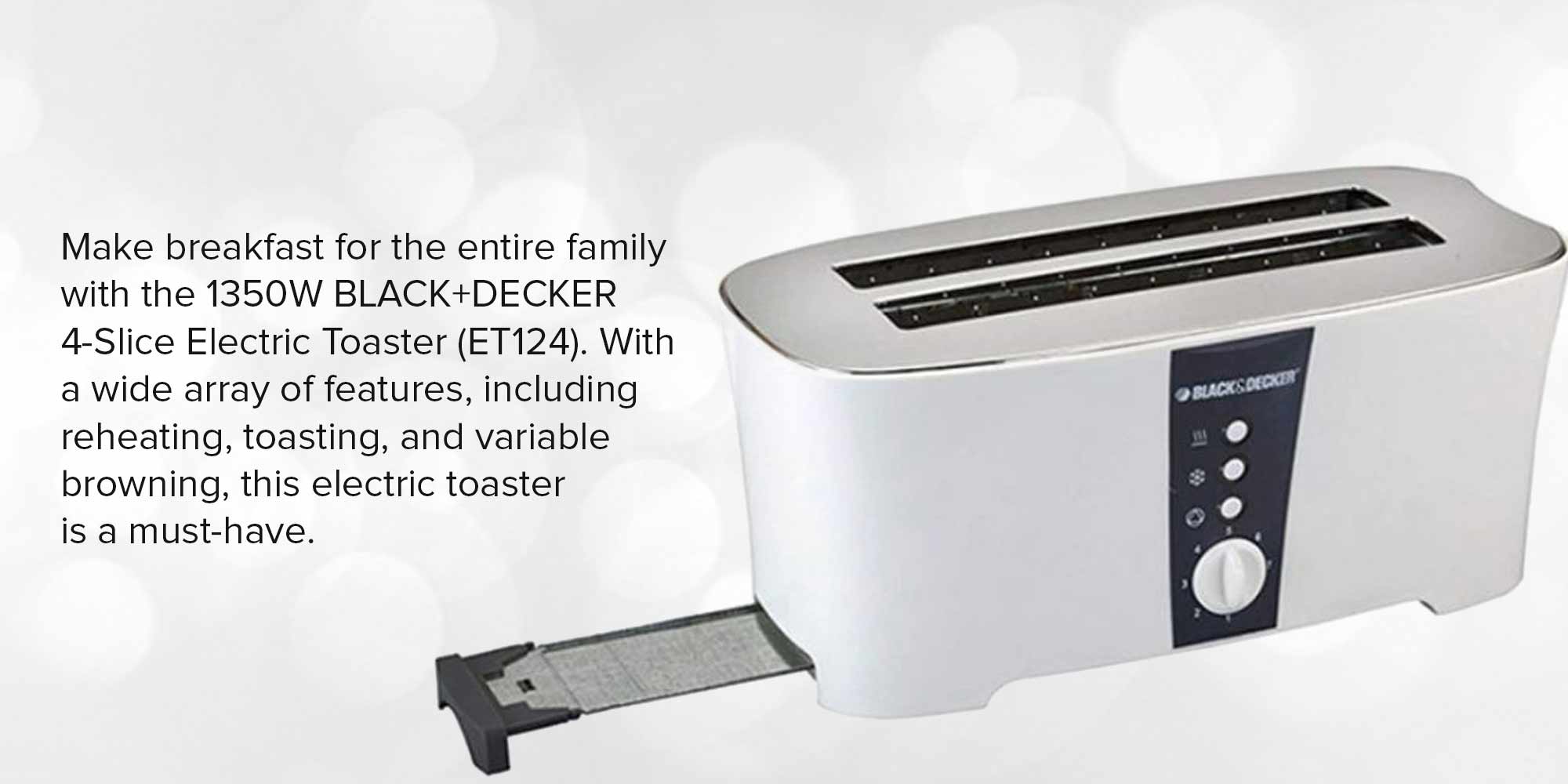4-Slice Electric Toaster 1350 W ET124 White/Black/Silver