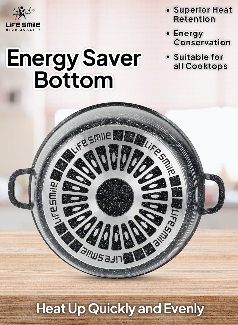 Cooking Pot | Soup Pot With 5mm Sturdy Glass Lid | PFOA Free Oven Safe | Induction Bottom | Easy Handwash
