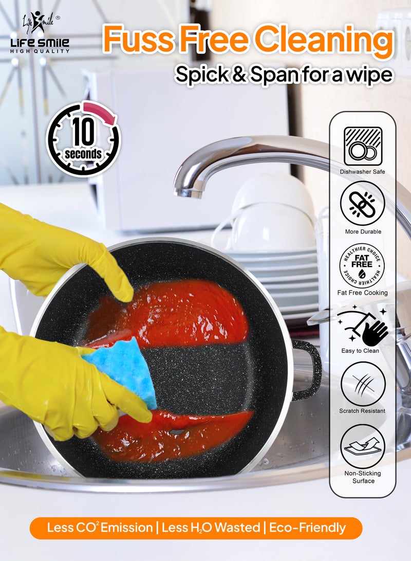 Cooking Pot | Soup Pot With 5mm Sturdy Glass Lid | PFOA Free Oven Safe | Induction Bottom | Easy Handwash