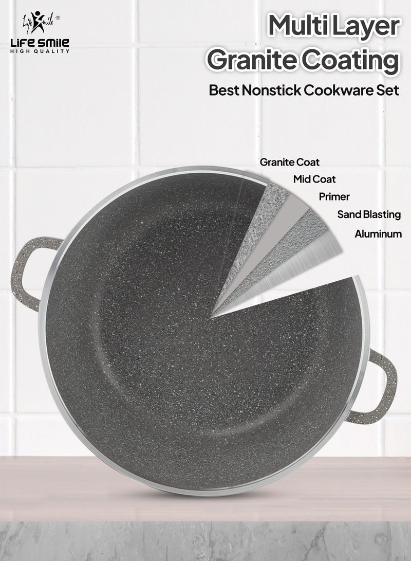 Non Stick Stock Pot - Aluminum Soup Pot with T.Glass Lid - 100% PFOA and PTFE Free