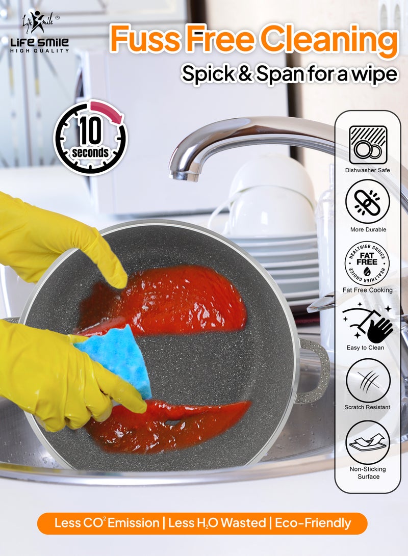 Non Stick Stock Pot - Aluminum Soup Pot with T.Glass Lid - 100% PFOA and PTFE Free