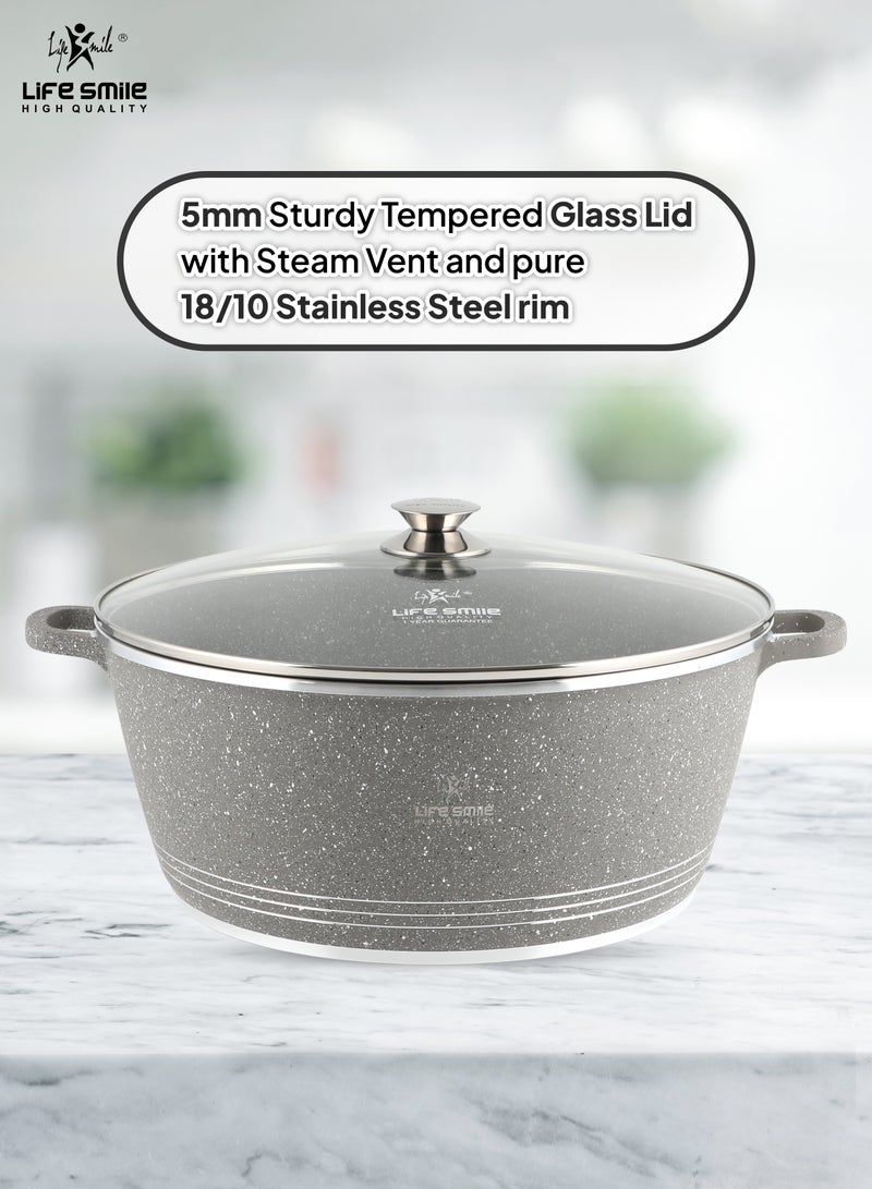 Non Stick Stock Pot - Aluminum Soup Pot with T.Glass Lid - 100% PFOA and PTFE Free