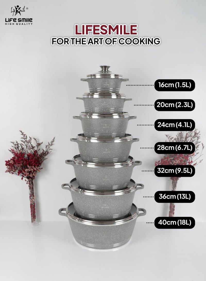 Non Stick Stock Pot - Aluminum Soup Pot with T.Glass Lid - 100% PFOA and PTFE Free