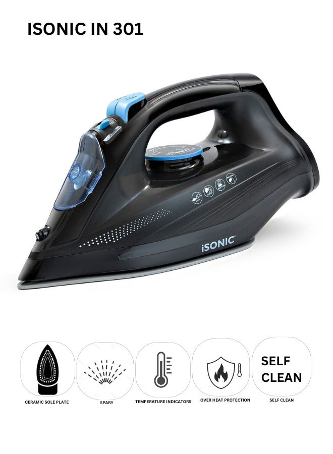 Ceramic Soleplate Cordless Steam Iron With 2400.W-IN301/Black