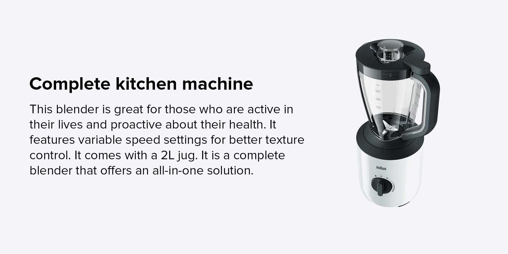 Power Blender, Variable Speeds, Pulse function, Dishwasher Safe 2 L 800 W JB3100WH White/Black/Clear