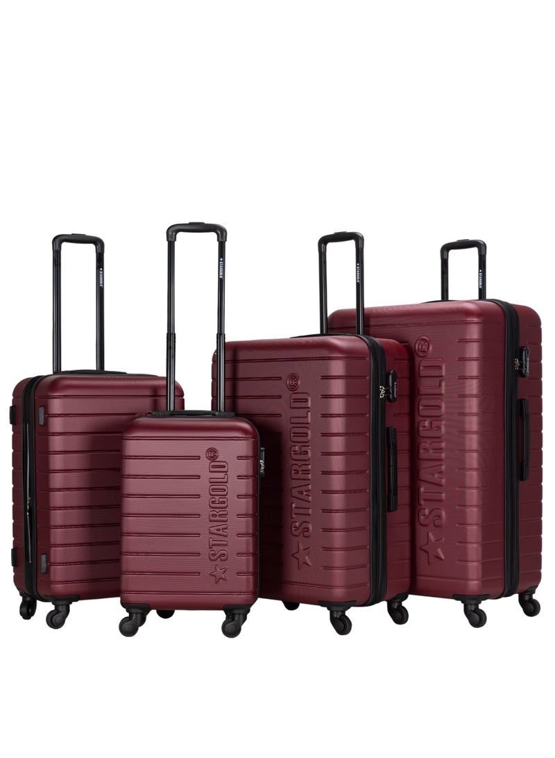 4 Pack Of Hardside Spinner Number Locked Luggage Trolley