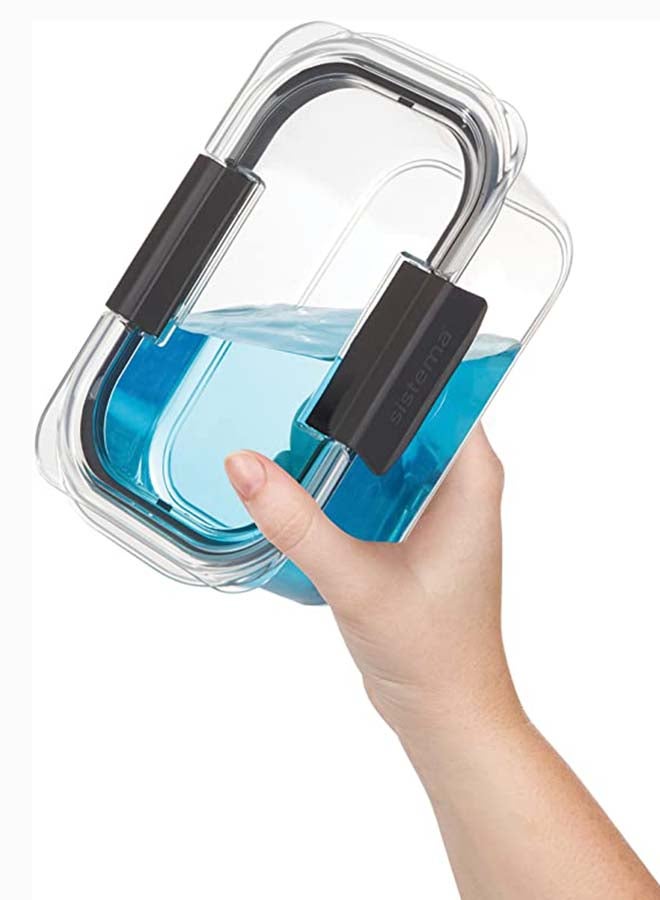 Sistema 920ML Brilliance Medium Rectangle stackable food storage, 100% Leak proof, stain resistant, with easy locking clips, Microwave, Dishwasher safe and BPA Free, Clear